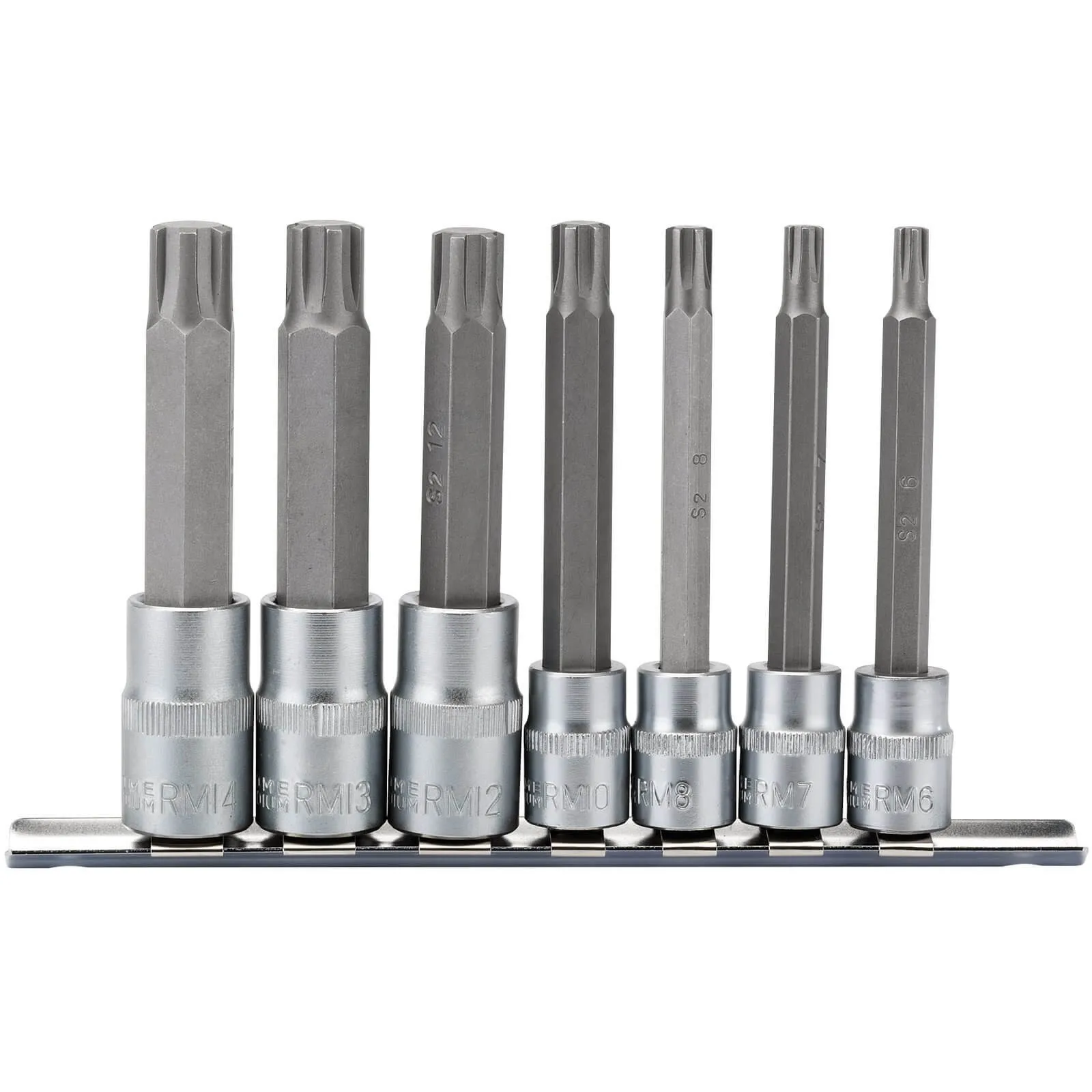 Draper 7 Piece 3/8" and 1/2" Drive Ribe Socket and Bit Set - Combination, 100mm