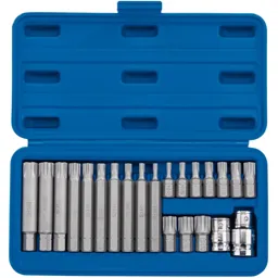 Draper 22 Piece 3/8" and 1/2" Drive Ribe Socket and Bit Set - Combination, 100mm