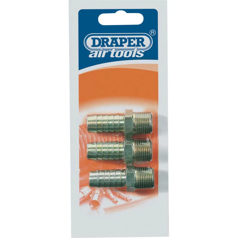 Draper PCL Tailpieces Male Thread - 3/8 Bsp, 1/2", Pack of 3