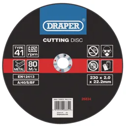 Draper Flat Metal Cutting Disc - 230mm, 2mm, 22mm
