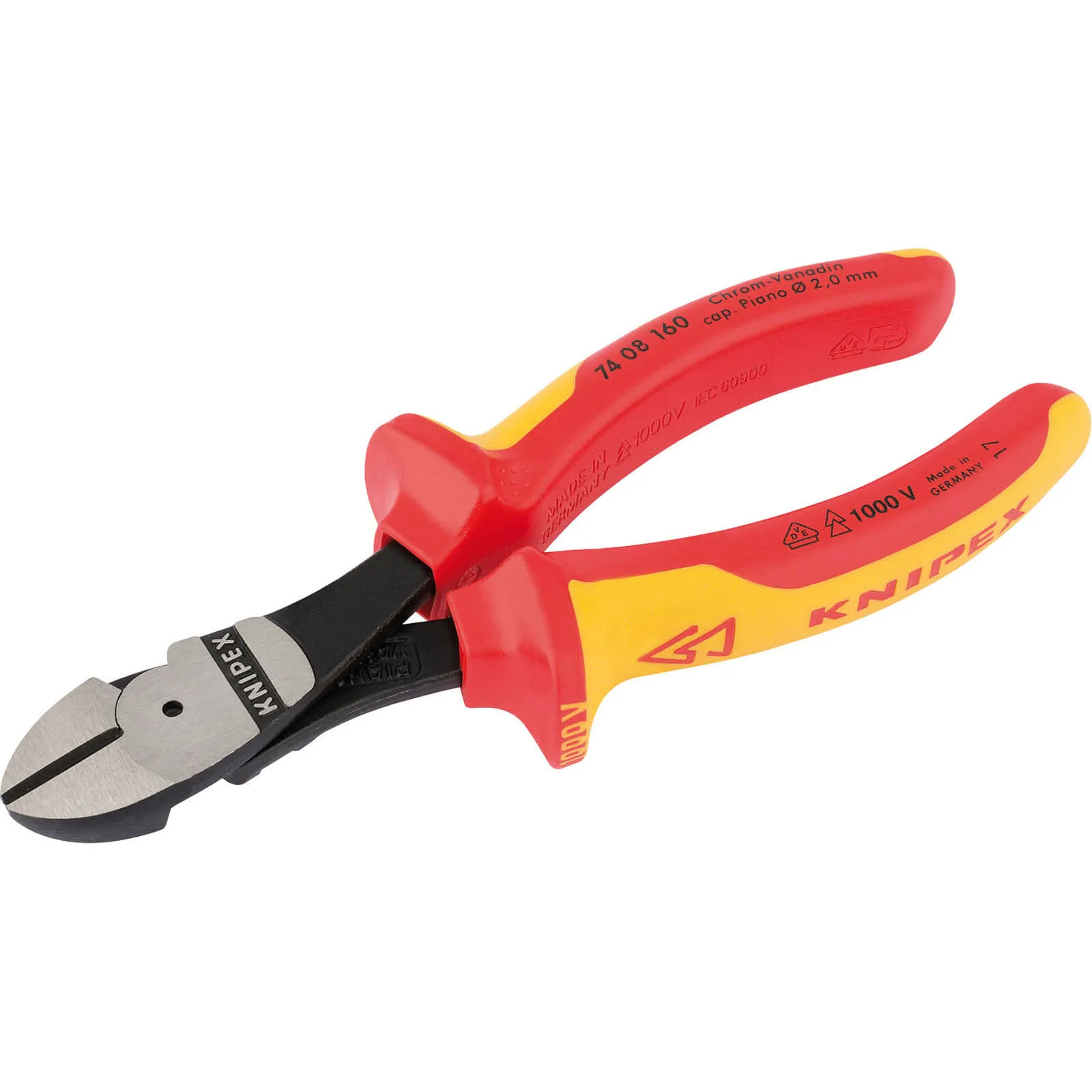 Knipex Insulated High Leverage Diagonal Side Cutters - 160mm
