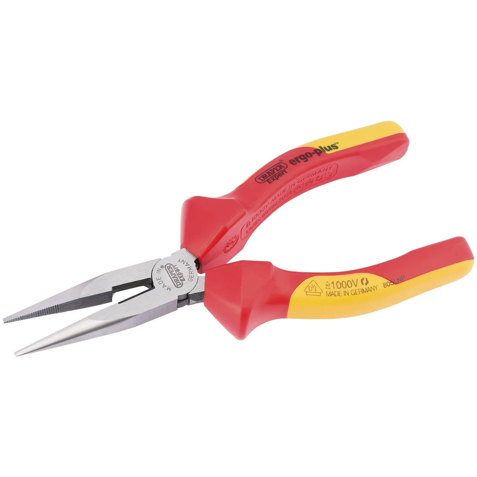 Draper Expert Ergo Plus VDE Insulated Slimline Long Nose Pliers - 160mm