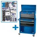 Draper 8 Drawer Roller Cabinet and Top Tool Chest + 42 Piece Tool Kit - Blue