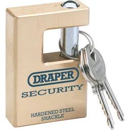 Draper Expert Solid Brass Padlock Closed Shackle - 63mm, Standard