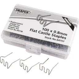 Draper Flat Castle Staples for Hot Staplers - 0.8mm, Pack of 50