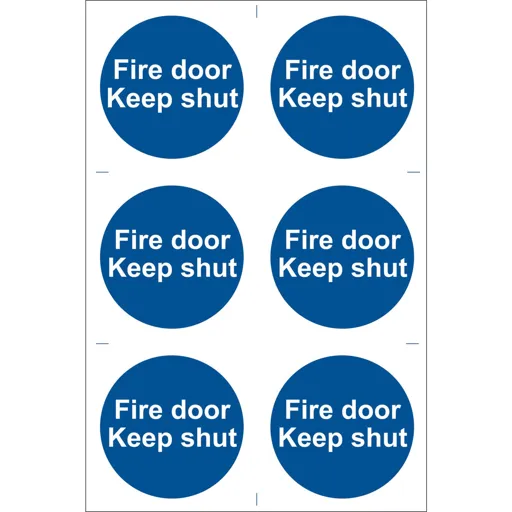 Draper Fire Door Keep Shut Sign Pack of 6 - 100mm, 100mm, Standard