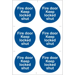 Draper Fire Door Keep Locked Sign Pack of 6 - 100mm, 100mm, Standard