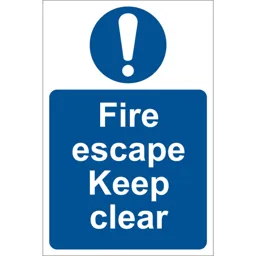 Draper Fire Escape Keep Clear Sign - 200mm, 300mm, Standard
