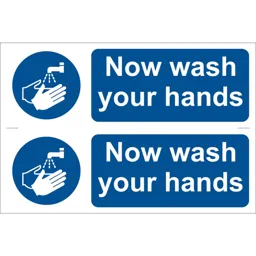 Draper Now Wash Your Hands Sign Pack of 2 - 300mm, 100mm, Standard