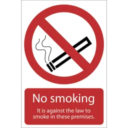 Draper No Smoking It Is Against The Law Sign - 200mm, 300mm, Standard
