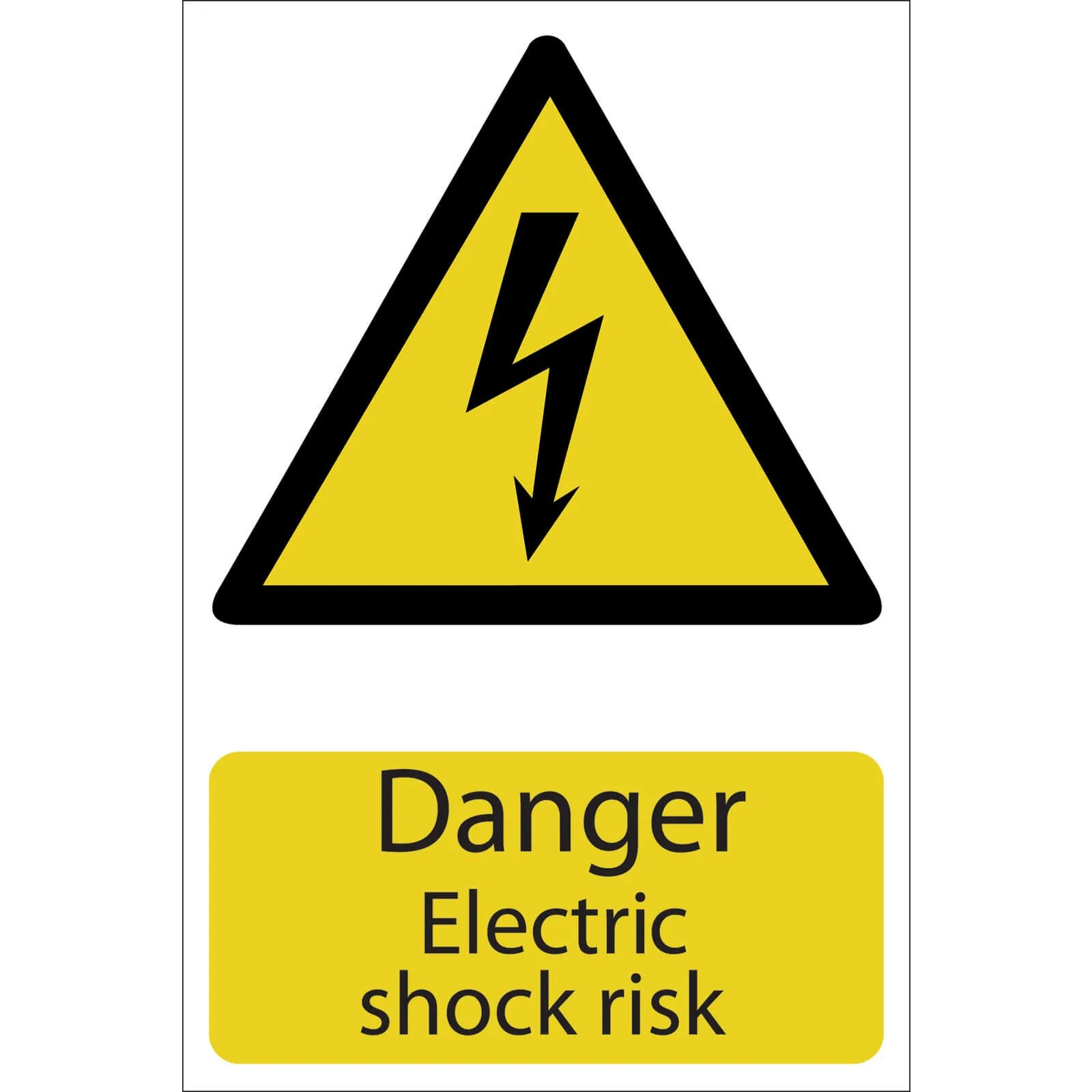 Draper Danger Electric Shock Risk Sign - 200mm, 300mm, Standard