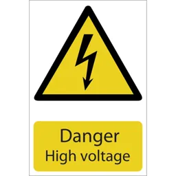 Draper Danger High Voltage Sign - 200mm, 300mm, Standard