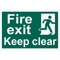 Draper Fire Exit Keep Clear Sign - 200mm, 300mm, Standard