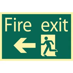 Draper Fire Exit Arrow Left Sign - 200mm, 300mm, Photoluminescent
