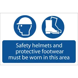 Draper Safety Helmets and Protective Footwear Must Be Worn Sign - 600mm, 400mm, Standard