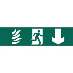 Draper Running Man Arrow Down Fire Safety Sign - 200mm, 50mm, Standard