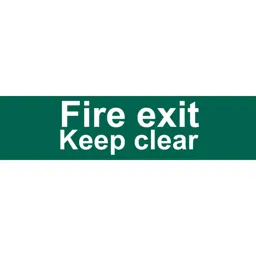 Draper Fire Exit Keep Clear Sign - 200mm, 50mm, Standard