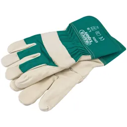 Draper Expert Fleece Lined Leather Garden Gloves - Green, L