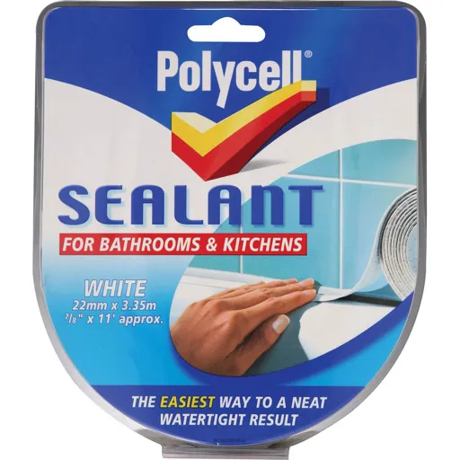 Polycell White Sealant Strip for Bathroom and Kitchen - 22mm