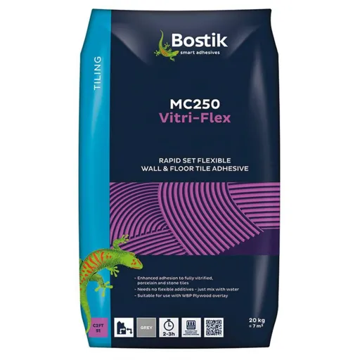 Bostik MC250 Vitri-Flex Rapid Set Flexible Wall & Floor Tile Adhesive 20kg White