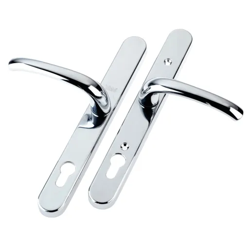 Yale Chrome effect Curved Lock Door handle, Pair