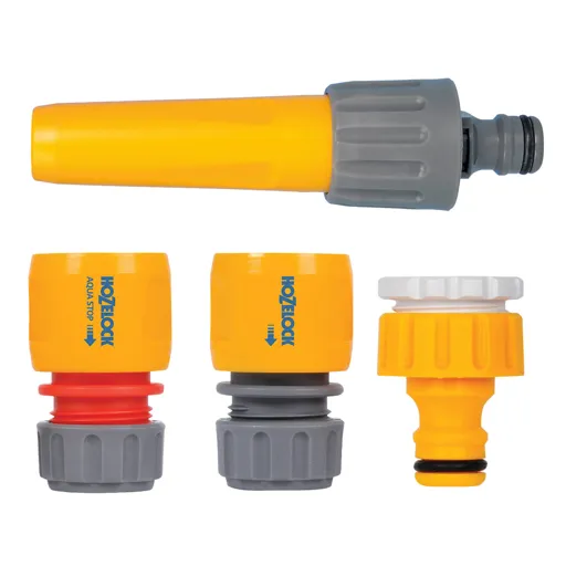 Hozelock Nozzle and Threaded Tap Hose Pipe Connector Starter Set - 21 & 26.5mm