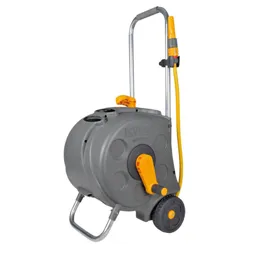 Hozelock Enclosed Hose Reel Cart - 1/2" / 12.5mm, 30m, Grey & Yellow