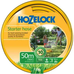 Hozelock Starter Hose Pipe - 1/2" / 12.5mm, 50m, Grey & Yellow