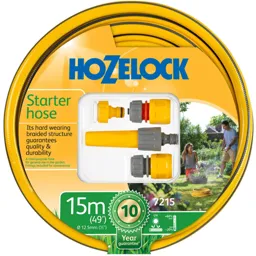 Hozelock Starter Hose Pipe Set - 1/2" / 12.5mm, 15m, Grey & Yellow