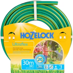 Hozelock Ultraflex Anti Kink and Anti Twist Hose Pipe - 1/2" / 12.5mm, 30m, Green