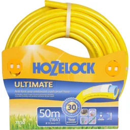 Hozelock Ultimate Anti Kink Crush Proof Hose Pipe - 1/2" / 12.5mm, 50m, Yellow