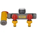 Hozelock Flow Max 2 Way Threaded Tap Hose Pipe Connector - 21mm, 26mm & 33mm