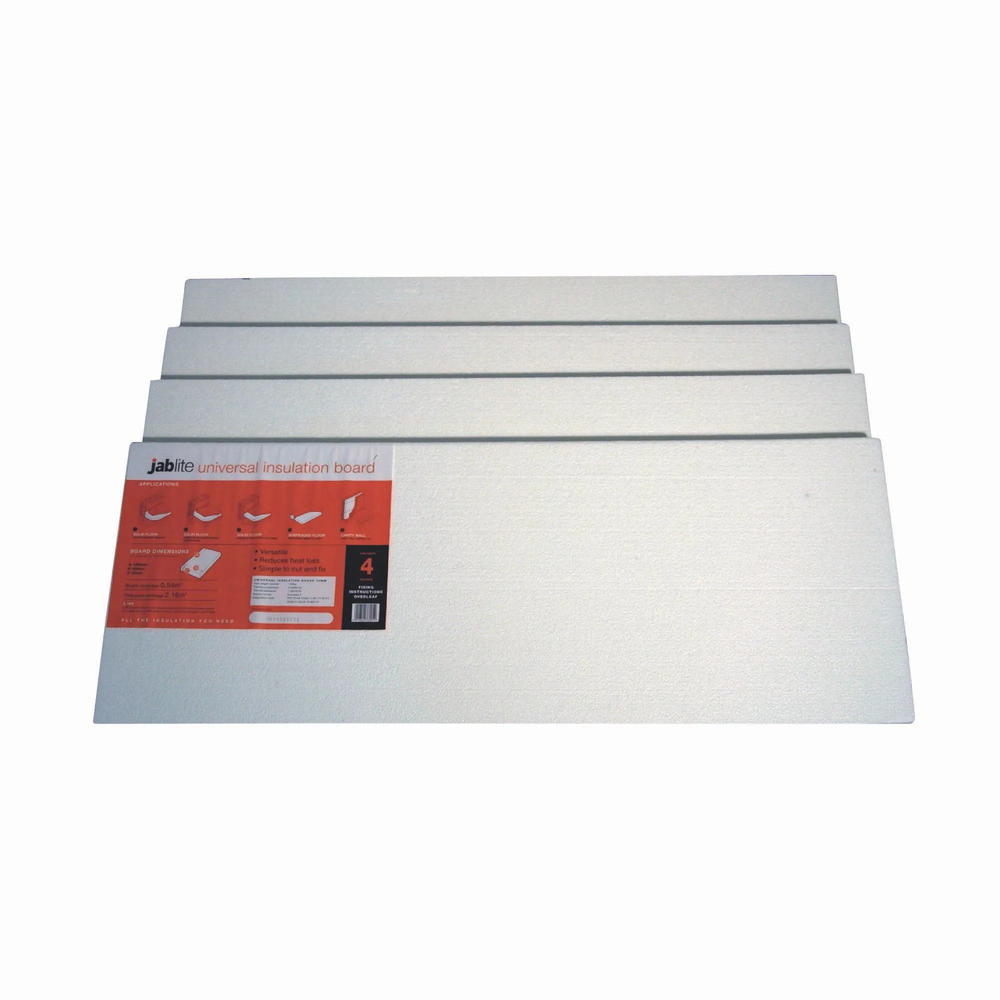 Jablite Jablite Polystyrene Insulation board (L)1.2m (W)0.45m (T)50mm, Pack of 4