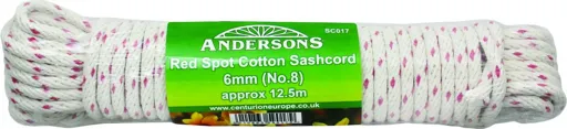 Sash Cord No.8 Red Dash Cotton Hank 12.5mtr