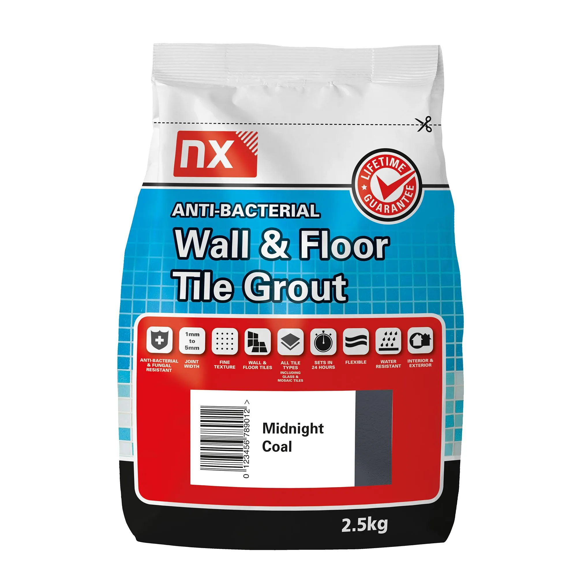 NX Anti-bacterial Fine textured Midnight coal Tile Grout, 2.5kg