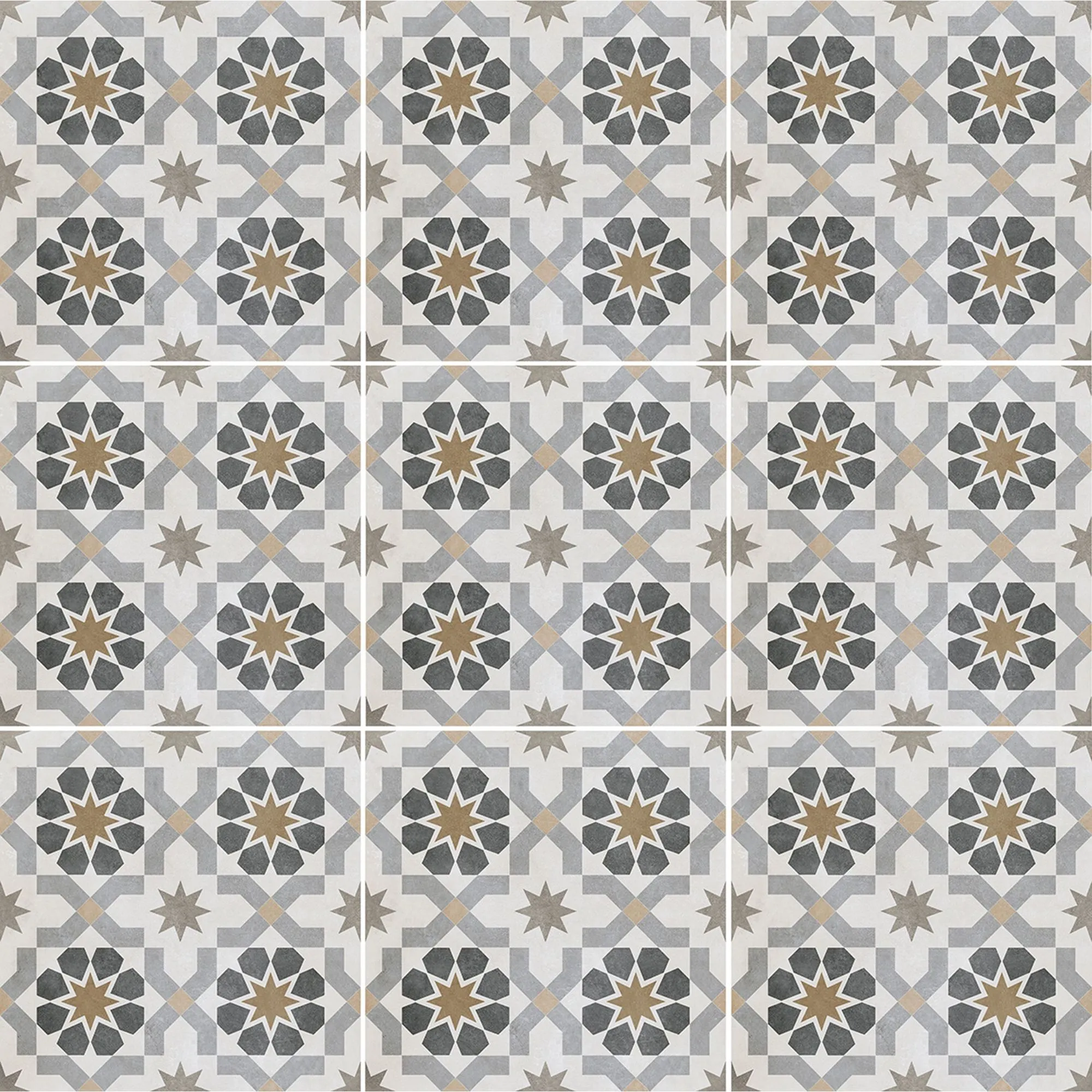 Agran Multicolour Matt Patterned Ceramic Wall & floor Tile, Pack of 11, (L)300mm (W)300mm