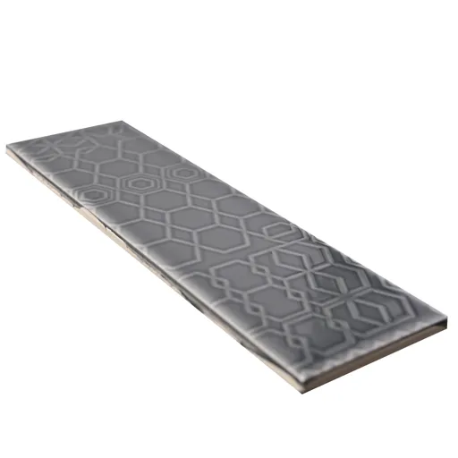 Mayfair Grey Gloss Patterned Ceramic Wall Tile, Pack of 54, (L)245mm (W)75mm
