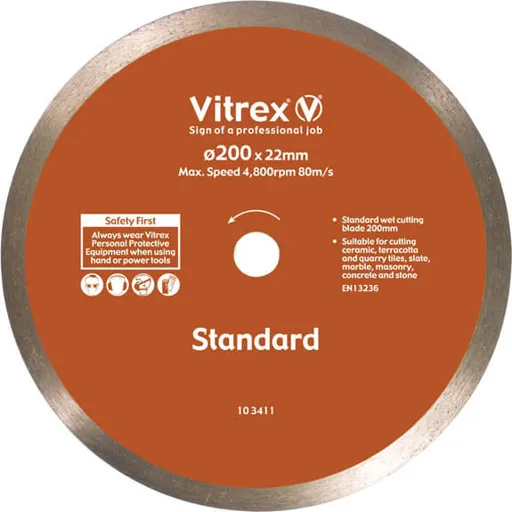 Vitrex Diamond Blade For Wet Bridge Tile Saw - 200mm