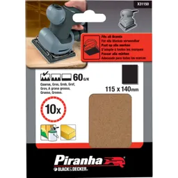 Black and Decker Piranha 1/4 Sanding Sheets - 60g, Pack of 10