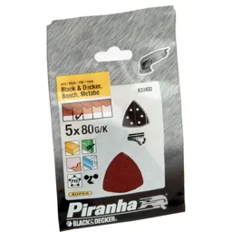 Black and Decker Piranha Quick Fit Delta Sanding Sheets - 80g, Pack of 5