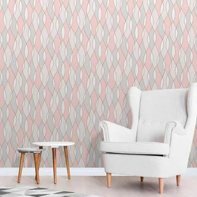 Fine Décor Pink Geometric Metallic effect Embossed Wallpaper