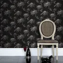 Julien MacDonald Fabulous Black & grey Floral Glitter effect Smooth Wallpaper