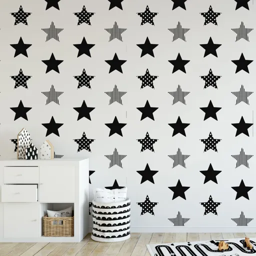 Superfresco Easy Superstar Black & white Smooth Wallpaper