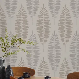 Boutique Lucia Beige Leaves Smooth Wallpaper