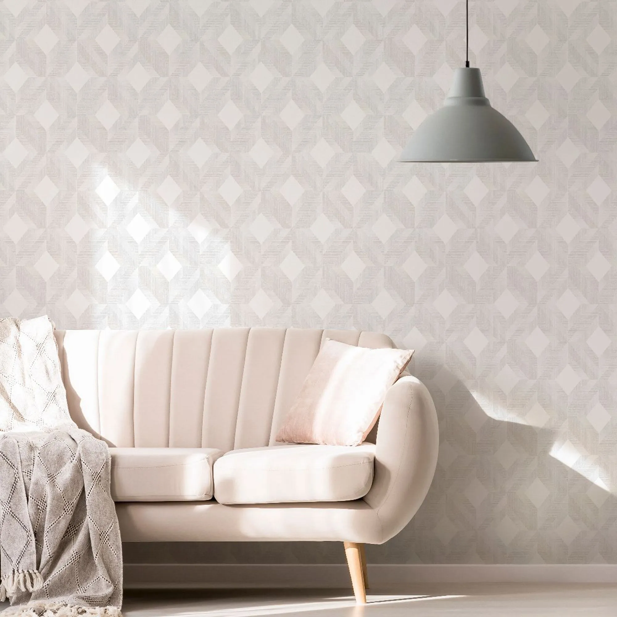 Superfresco Arabella Grey Geometric Metallic effect Smooth Wallpaper