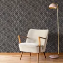 Superfresco Vittorio Charcoal Geometric Metallic effect Smooth Wallpaper
