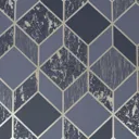Superfresco Vittorio Navy Geometric Metallic effect Smooth Wallpaper
