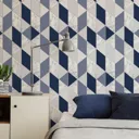 Sublime Marble Navy Geometric Metallic effect Smooth Wallpaper