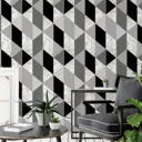 Sublime Marble Charcoal Geometric Metallic effect Smooth Wallpaper