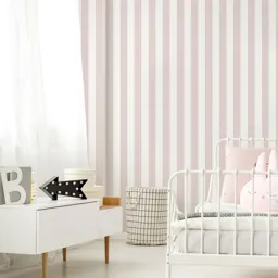 Superfresco Easy Pink & white Stripe Smooth Wallpaper